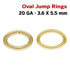 14K Gold Filled Oval Jump Rings 20 GA , 3.6X5.5 mm, (GF-JR20-OVAL)